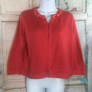 Boden Coral Cropped & Embellished Cardigan Size 10